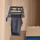 MEELRYD Ausziehbarer Hosenbügel hosenhalter, Multifunktion Hosenhalter Organizer Rack Pants verschiebbare für Kleiderschrank Organizer (Schwarz+Silber)