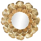 home esprit Goldener Wandspiegel aus Metall, Pflanzenblatt, 76,5 x 8 x 76,5 cm