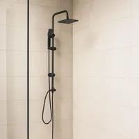 Grafner Duschgarnitur mit Regenschauerduschkopf und Handbrause, Duschsäule schwarz