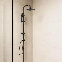 Grafner Duschgarnitur mit Regenschauerduschkopf und Handbrause, Duschsäule schwarz