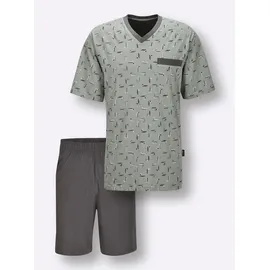 Comte d'Aulone Shorty COMTE, Herren, Gr. 52/54, salbei, anthrazit, bedruckt, 100% Baumwolle, Homewear-Sets Shorty