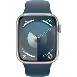 Apple Watch Series 9 GPS + Cellular 41 mm Aluminiumgehäuse silber, Sportarmband sturmblau S/M