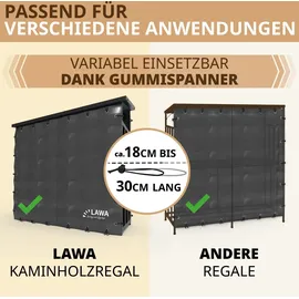 lawa living and lifestyle Planen für LAWA Kaminholzregal 182x177 + 182x164 Feuerholzregal Abdeckung Brennholzregal mit Reißverschluss Holzunterstand Abdeckplane Wetterschutz - Schwarz