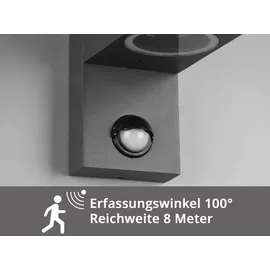meine wunschleuchte Außenwandleuchte Aluminium 15,0 cm mit Bewegungsmelder anthrazit