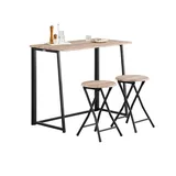 SoBuy Klapptisch mit 2 Hockern Holz Metall Natur Schwarz OGT18-N