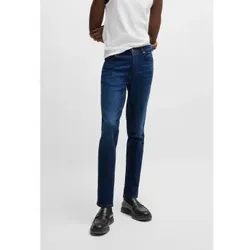 BOSS für Herren. 50517544 Marineblaue Stretch-Denim-Jeans mit taillierter Passform (31/32), Lässig, Baumwolle