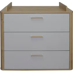 Wickelkommode MÄUSBACHER, grau (asteiche, kreidegrau matt lack, asteiche), B:110cm H:98cm T:71cm, Holzwerkstoff, Wickelkommoden