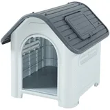 [en.casa] Hundehütte Bello 87x72x75 cm Weiß/Grau