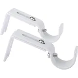 Gardinen Halterung Verstellbare Metall Wandhalterung 2 Stück Gardinenstangenhalter,Gardinenstange Halterung mit Schrauben für Hause Büro,Schlafzimmer Kleiderschrank, Schrank, Badezimmer (white/Weiß)