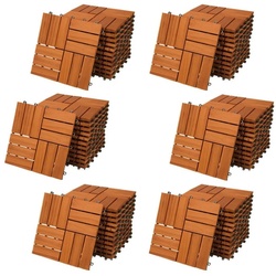 Casaria Holzfliesen 66x Akazie Mosaik, Terrassenfliesen 1-6m2 Balkon Garten Klicksystem Verschiedene Muster braun