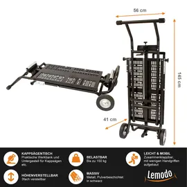 Lemodo Klappbare Werkbank Stahl schwarz mit Rollen