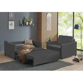 Atlantic Home Collection Schlafcouch Cord 2-Sitzer Grau