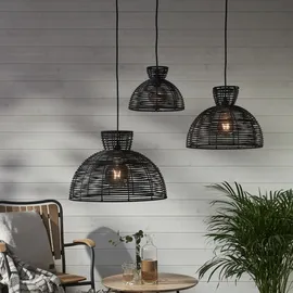 StarTrading Lampenschirm rund wetterfest Rattanoptik f. E27 Fassungen 47cm schwarz