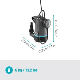 Gardena Klarwasser-Tauchpumpe 20000 BASIC 550 W, max. Fördermenge: 20.000 l/h, max. Förderhöhe: 9 m