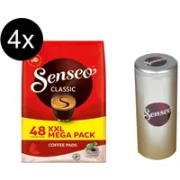 SENSEO Pads Classic Senseopads 4x48 Getränke Kaffeepads XXL Pack + 1 Senseo Dose