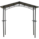 Gartenpavillon 2,5 X 1,5 M – Grillunterstand – 2 Ablagen – Grilldach – Schwarzes Metall Mit Polycarbonatdach