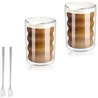FELIXLEO Tumbler-Glas 2er Latte Macchiato Gläser, Doppelwandig Spiralförmig Thermoglas 400ml, 2-tlg.