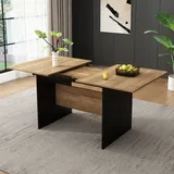 MODFU Erweiterbarer Esstisch 140/180*80 cm, Esszimmertisch Rechteckig, Küchentisch mit schwarze Tischbeine aus Metall, Tisch für Esszimmer Wohnzi... - Naturbelassen