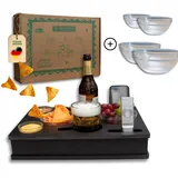 PEGSEN ALL IN ONE Couchbox mit 4 Glasschalen | Couchbar Snackbox personalisiert | Snackbar für die Couch | Couch Tablett mit Getränkehalter | Sofabar | Couch Butler für Kaffeetassen und Weingläser