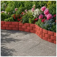 Hti-Living Beeteinfassung Steinmauer 45 x 29 cm 4 Stück rot