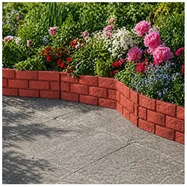 Hti-Living Beeteinfassung Steinmauer 45 x 29 cm 4 Stück rot
