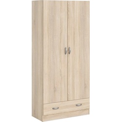 Kleiderschrank INOSIGN "Space Drehtürenschrank, Aufbewahrung Kasten Schrank Stauraum", braun (eiche), B:79,4cm H:170,4cm T:35,7cm, Spanplatte, Schränke, Kinderkleiderschrank Kleiderschrank Drehtürenschrank, 2 Türen, 3 Einlegeböden und 1 breite Schublade, Breite 79 cm