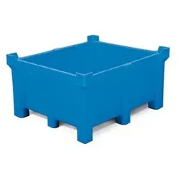 Stapelbehälter PolyPro aus PE, 400 Liter Inhalt, 360 Liter Auffangvolumen, geschlossen, blau