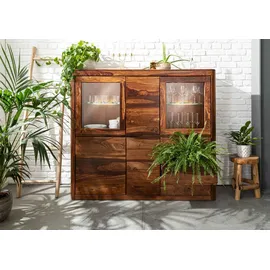Massivmoebel24 Highboard 166 x 145 x 40 cm Walnuss