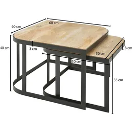 FineBuy Couchtisch FB25167 Massivholz 2er Set