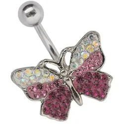 Bauchnabelpiercing ADELIA ́S "Piercing  Bauchnabelpiercing", rosa, Piercings, Damen, Titan, Mit vielen Steinen in 3 verschiedenen Farben verziert