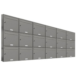 AL Briefkastensysteme Wandbriefkasten 18er Premium Briefkasten Aluminiumgrau RAL 9007 für Außen Wand 6×3 grau