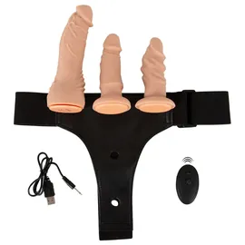 You2Toys 4-teiliges Strap-on-Set inklusive RC-Vibrator und 2 Dildos, hautfarben hell
