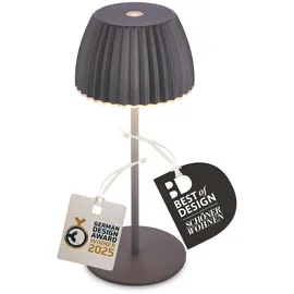 Briloner Riffle Mini LED Tischlampe Akku Tischleuchte Dimmbar kabellos IP44 Anthrazit