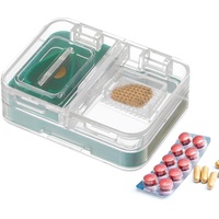 Tablettenschneider für kleine Tabletten,Kleiner Tablettensplitter | Tragbare Pillendose mit Kleiner Reinigungsbürste und Fächern