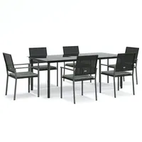 VidaXL 7-tlg. Garten-Essgruppe mit Kissen Poly Rattan und Stahl