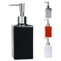 Spirella Seifenspender Quadro Porzellan Flüssigseifen-Spender 300ml Schwarz,