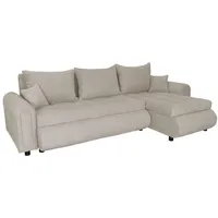 FORNIRO 24 Romeo Ecksofa mit Schlaffunktion und Bettkasten - Sofa mit 3 Sitzen und Robustem Überzug - Schlafcouch L-Form - Modern Couch - 143x232x80 cm (Stoff Basic, Beige)