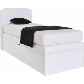 Westfalia Schlafkomfort Boxspringbett, wahlweise mit Bettkasten und 2 Matratzenqualitäten, weiß , 51147836-0 Microvelours mit Bettkasten-Öffnung links-Ohne Topper