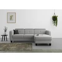 sit&more Ecksofa »Belluci L-Form«, inklusive Federkern, wahlweise mit Bettfunktion und Bettkasten, grau