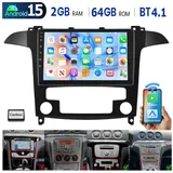 ESSGOO DAB+ Für Ford S-Max 2007-15 Android 15 Autoradio Carplay GPS Navi RDS Autoradio (Digitalradio (DAB), 4+64GB(optional), RDS, AM, FM, Carplay Android Auto Bluetooth EQ USB GPS Navi WIFI Touchscreen) schwarz
