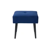 miliboo Niedriger Hocker aus Stoff mit Samteffekt in Nachtblau und schwarzes Metall H46 cm GUESTA