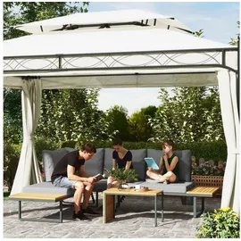 Outsunny Gartenmöbel Set Holz 6 Personen L-Förmig Gartenlounge mit Eckbank