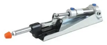 Pneumatischer Schubstangenspanner 641 Verzinkt mit Gusskörper mit waagerechter Fuß und 16mm Durchmesser
