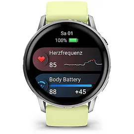 Garmin Venu 4 45 mm Grau/Silber Silikon Armband Zitrone