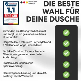 tktrading24 Duschdichtung PVC Ersatzdichtung TYP-4 200cm Glasstärke 8mm Gummilippe 10mm