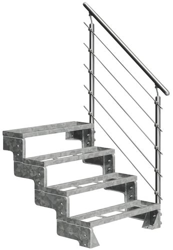 DOLLE Außentreppe »Gardentop«, 4 Einlegestufen, silber, 72 cm Geschosshöhe - silberfarben