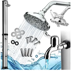 tectake® Solardusche, 38 Liter, Regenduschkopf mit Kugelgelenk, inklusive Wasserhahn
