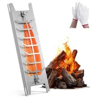 Flammlachsbrett Halter - 180° schwenkbar - Extra lang 59,5 cm - Halterung aus Edelstahl - Für Feuerschalen und Grills - Silber