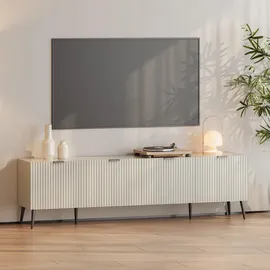[en.casa] Nand TV-Lowboard 180 x 35 x 51 cm Sandfarben Metall/Spanplatte