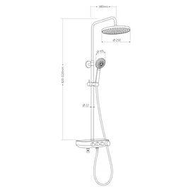 Aqualine FARRAO Duschsäule mit Armatur und Füllhahn für 1 Verbraucher Schwarz matt SL450B